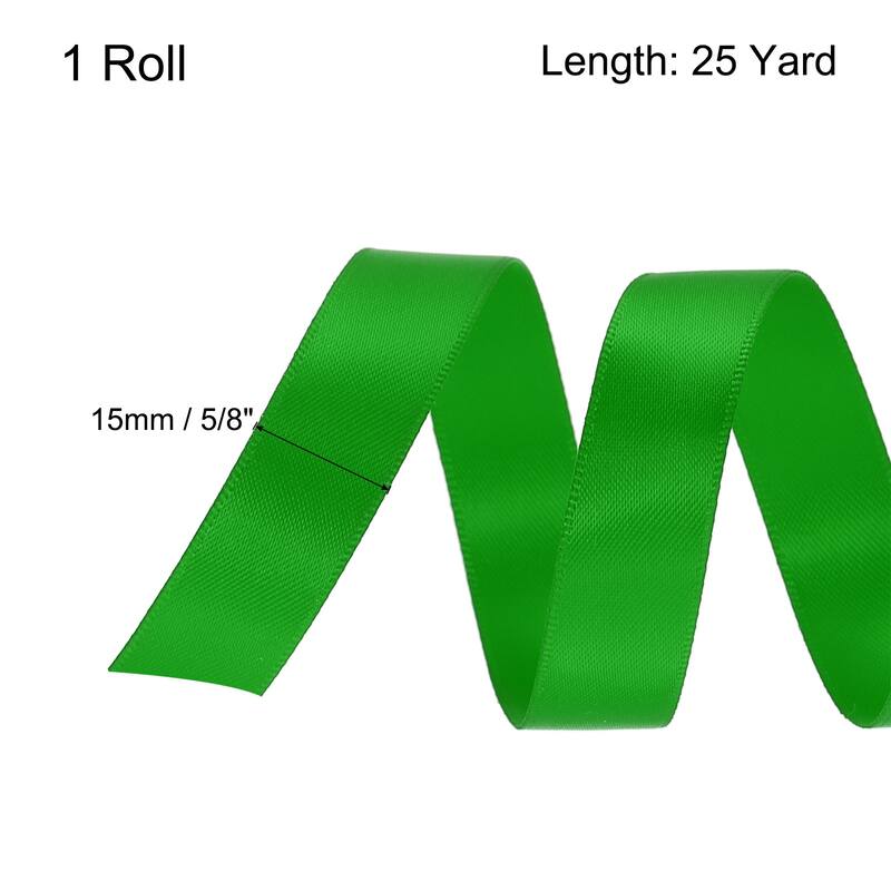 Satin Ribbon Grosgrain Thin Solid Silk Wedding Bouquet Ribbon Decor - Green - 5/8" x 25 Yard