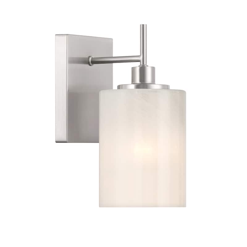 Bellevue SHWS70994 Meridian 10" Tall Bathroom Sconce with Strié Glass - Brushed Nickel