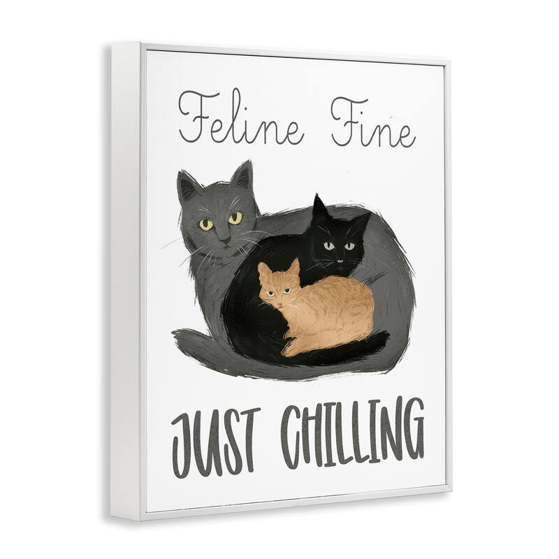 Stupell Feline Fine Just Chilling Framed Giclee Art Design By Ziwei Li