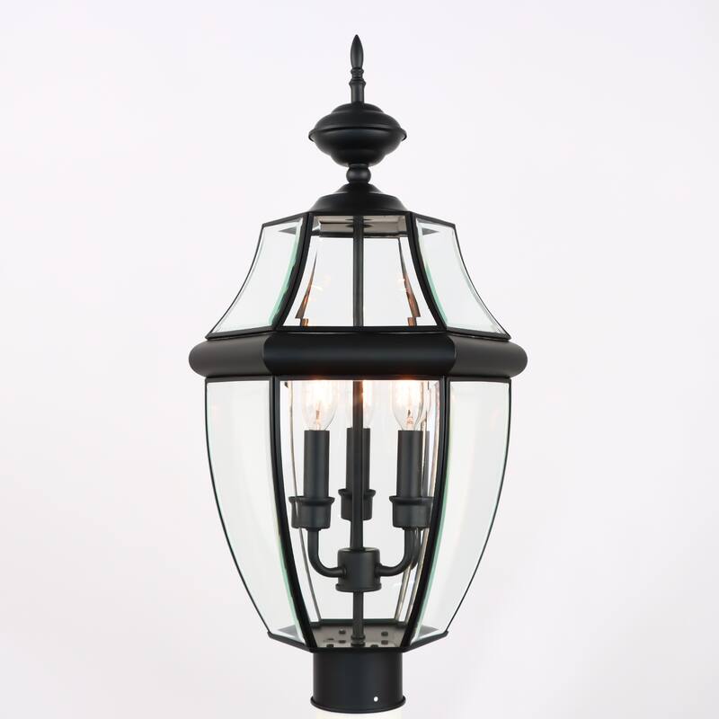 3-light Outdoor Post Light with Clear Glass