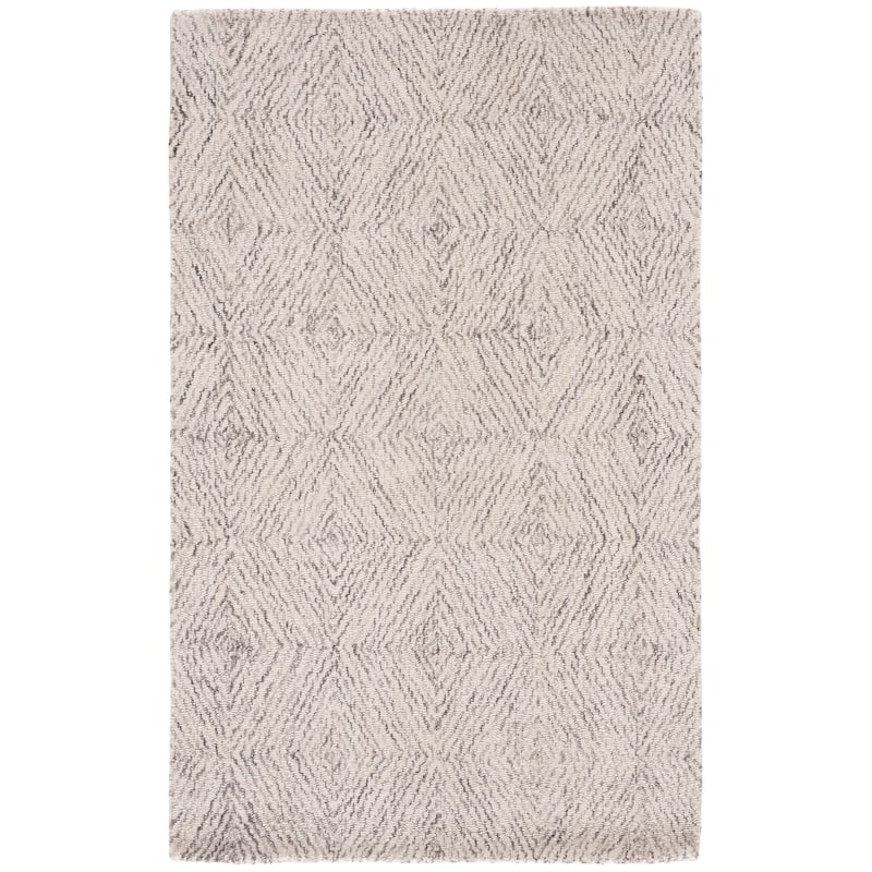 SAFAVIEH Handmade Ebony Herlaug Modern Wool Rug - 3' x 5' - Grey/Ivory