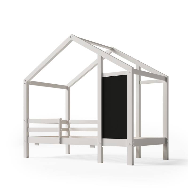 Multi-Functional Full House Bed with Storage & Blackboard - 550 lbs Capacity