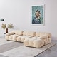 preview thumbnail 2 of 27, Daimion 4 Pieces Upholstered Sectional Cream Velvet