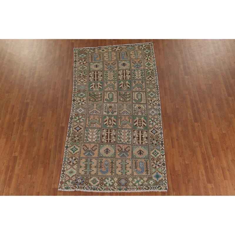 Garden Design Bakhtiari Persian Vintage Rug Hand-Knotted Wool Carpet - 5'1"x 9'7"