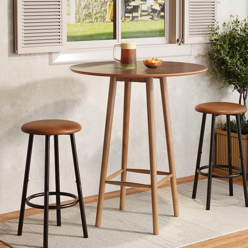 Solid Wood Round Bar Table with Sturdy Frame