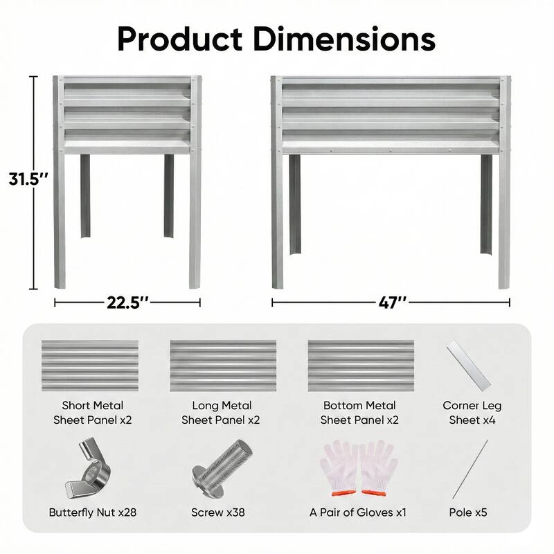 Pocassy Raised Garden Bed Outdoor Planter Box Metal Garden Bed Kit.