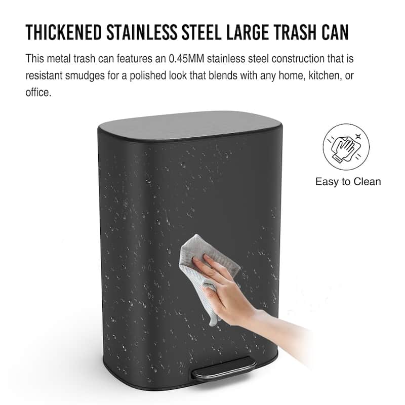 13 Gallon 50L Kitchen Foot Pedal Operated Soft Close Trash Can Bustbin