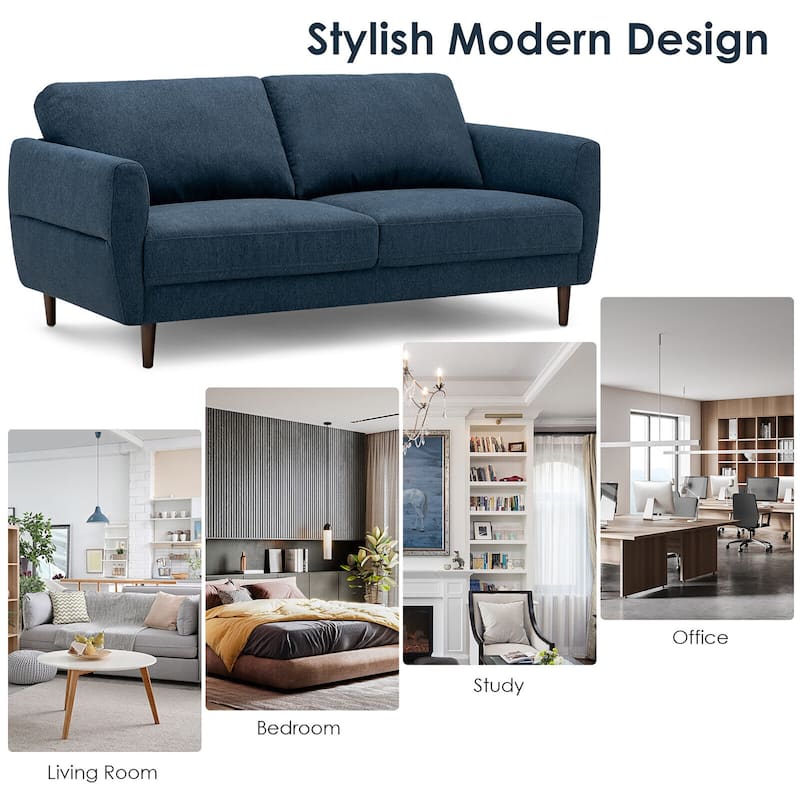 Gymax 72'' Fabric Sofa Couch Living Room Small Apartment Furniture w/