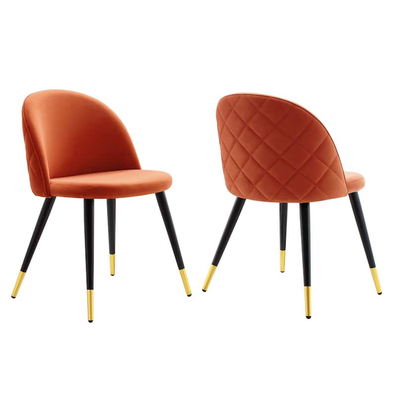 Cordial Performance Velvet Dining Chairs - Set of 2 - Orange