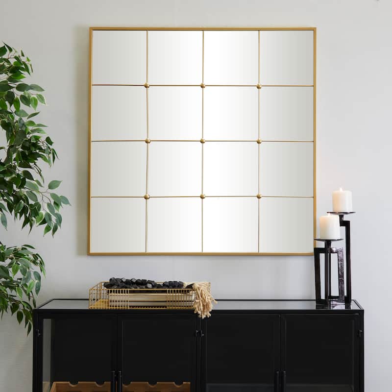 Metal Window Pane Inspired Wall Mirror - Gold - CosmoLiving by Cosmopolitan - 1"W x 36"L x 36"H