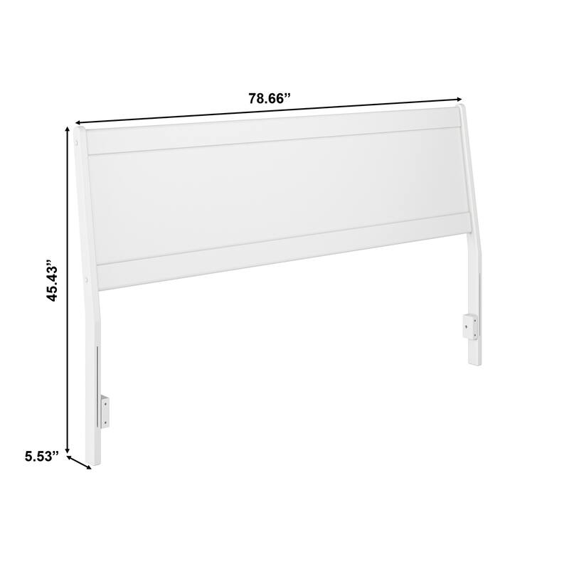 King Solid Wood Panel Headboard in White with Clean Low Profile Design and Contemporary Style