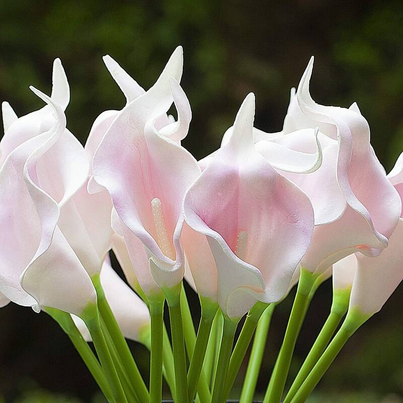 Enova Home 20 Pieces Real Touch Faux Calla Lily Artificial Flowers in Vase with Faux Water for Dining Table Decor, Wedding Event