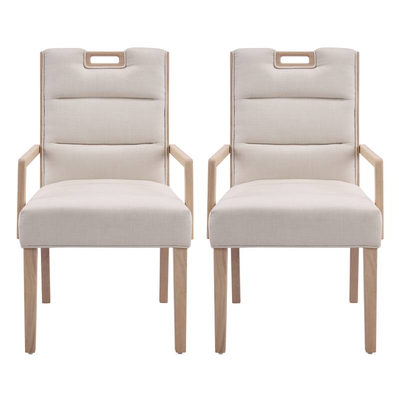 Christopher Knight Home - Modern Upholstered Rubber Wood Dining Chairs with Armrests