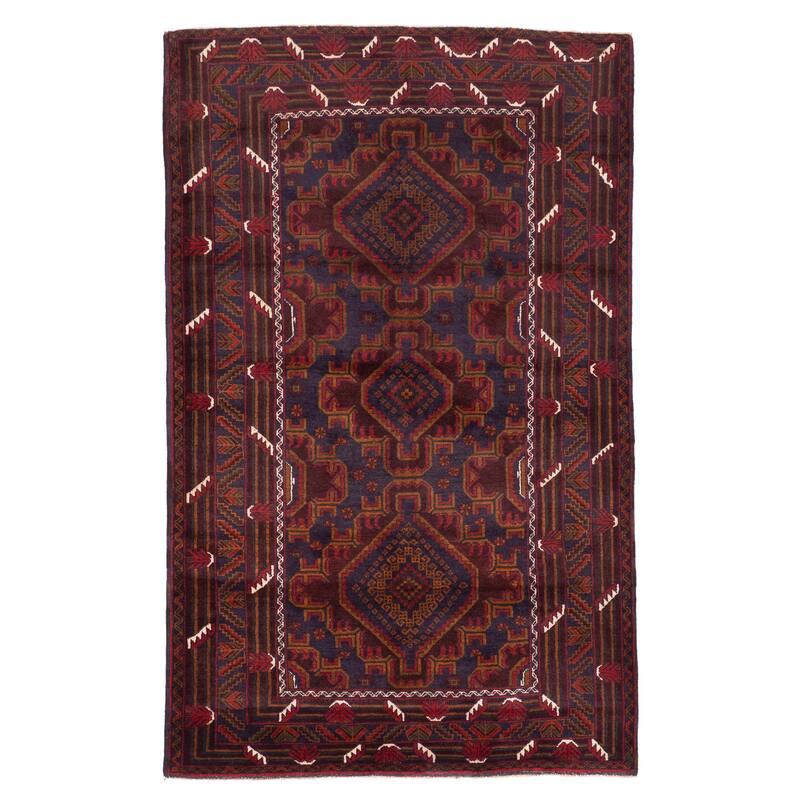 ECARPETGALLERY Hand-knotted Teimani Dark Navy Wool Rug - 3'11 x 6'2