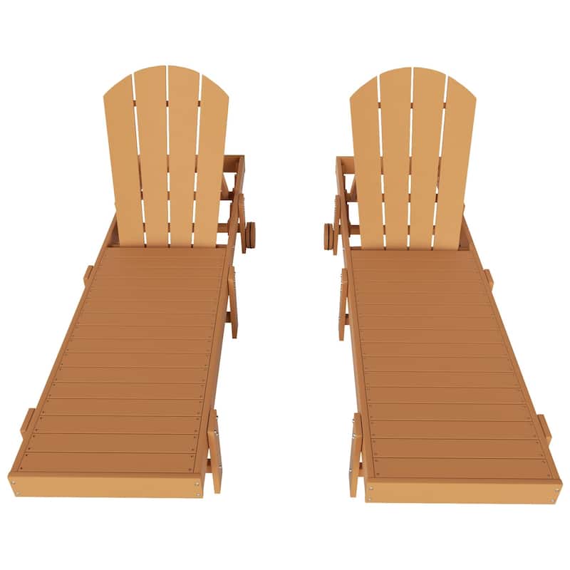 Polytrends Laguna Hdpe All Weather Outdoor Patio Pool Reclining Armless Chaise Lounge With Wheels (Set Of 2)