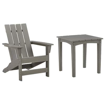 Signature Design by Ashley Visola Gray Outdoor Adirondack Chair and End Table - 31"W x 33"D x 37"H