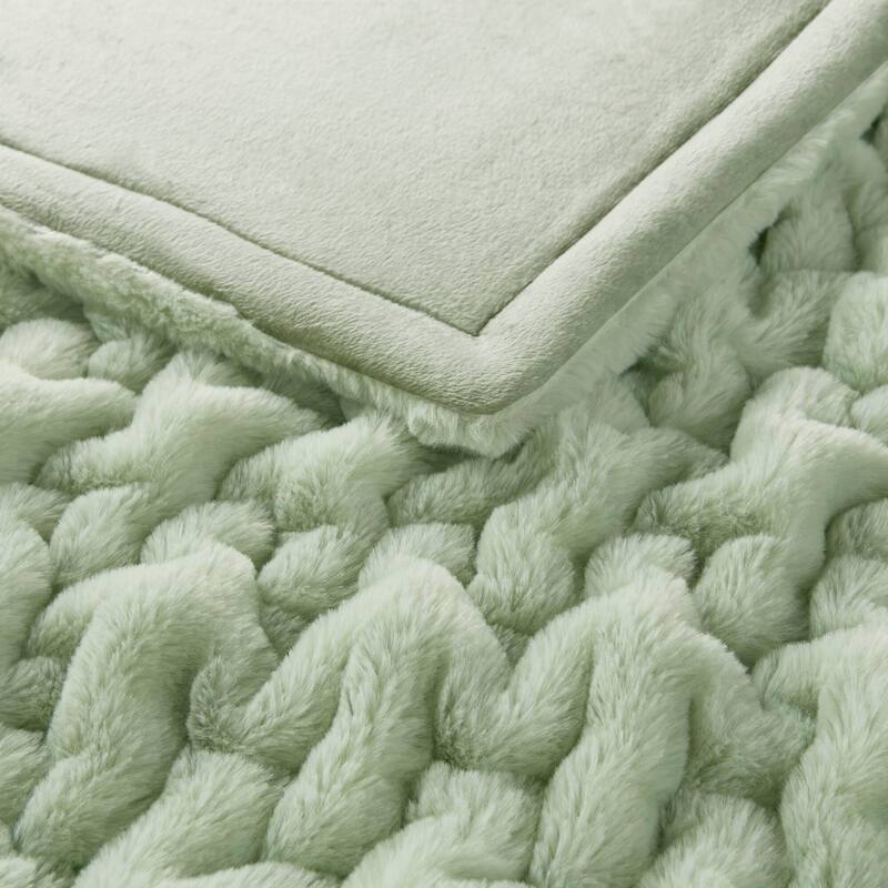 Madison Park Ruched Fur Throw