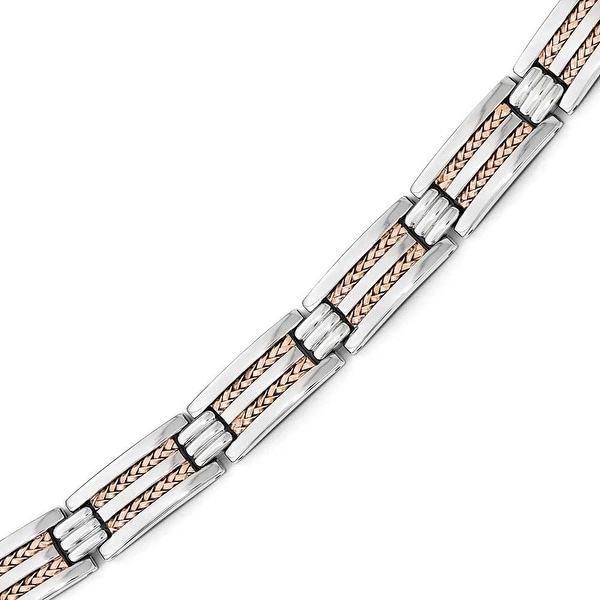 Chisel Stainless Steel Polished Rose IP-Plated Bracelet