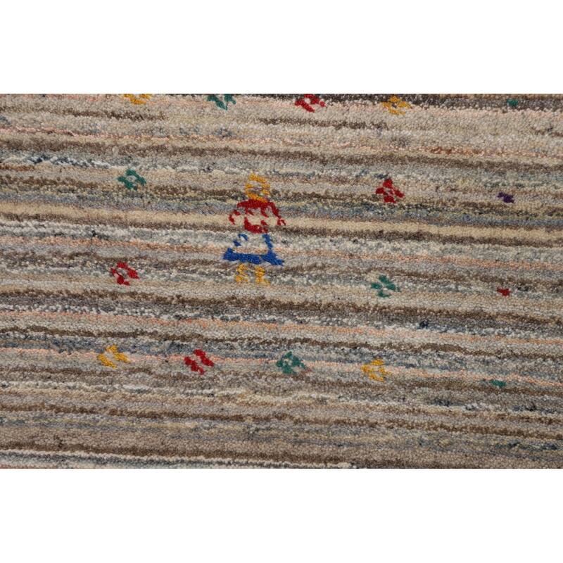Earth Tone Gabbeh Indian Square Area Rug Hand-Knotted Wool Carpet - 8'2" X 7'11"