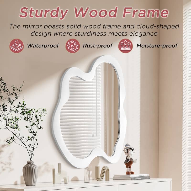 Wood Frame Decorative Asymmetrical Mirror Irregular Wall Mirror
