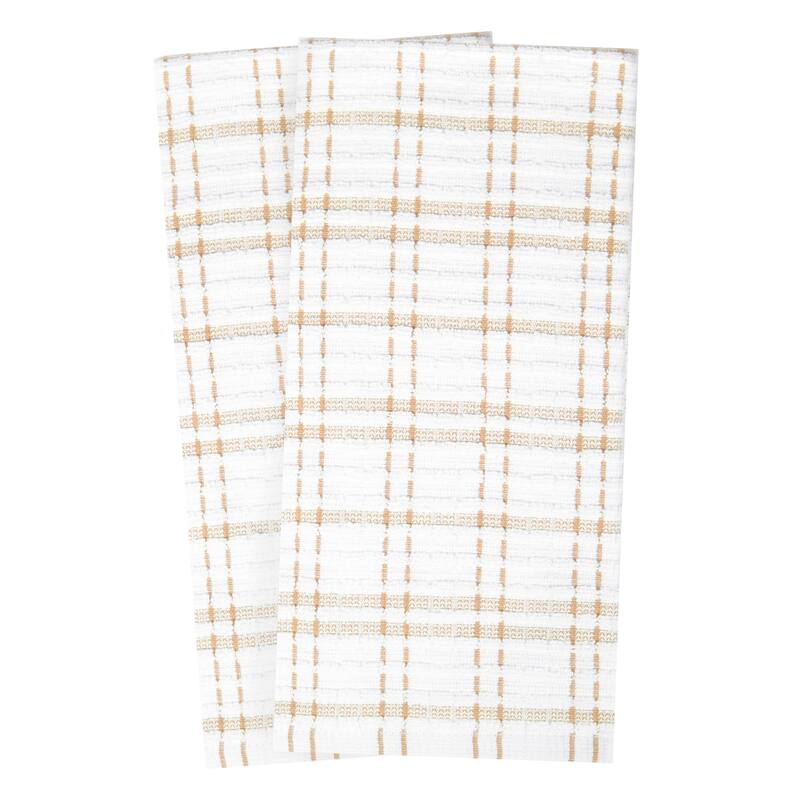 Ritz Royale Collection, Oversized Kitchen Towel Set, 2-Pack, Checked - Straw