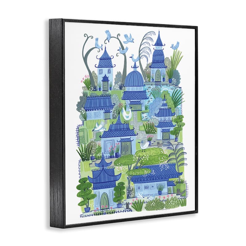 Stupell Charming Village Buildings Framed Giclee Art Design By Kay Widdowson