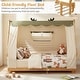 preview thumbnail 9 of 18, Gymax Twin Size House Floor Bed w/ TentWood Bed Frame w/ Roof Window &