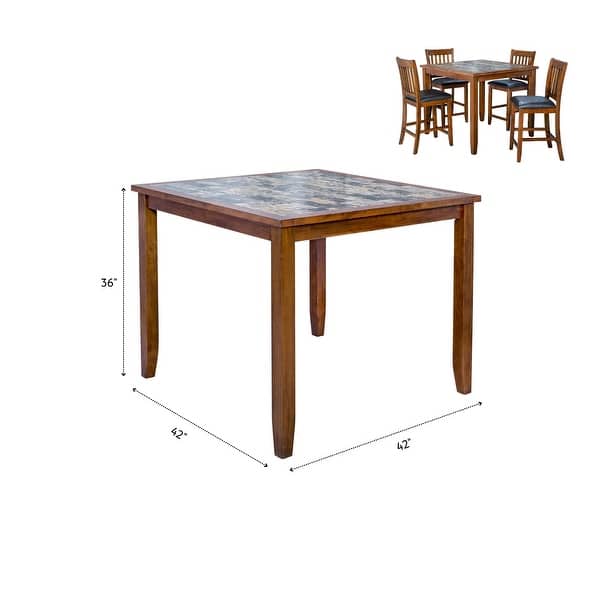Kaelam 5-Piece Brown Square Faux Marble Counter Height Dining Room Set ...