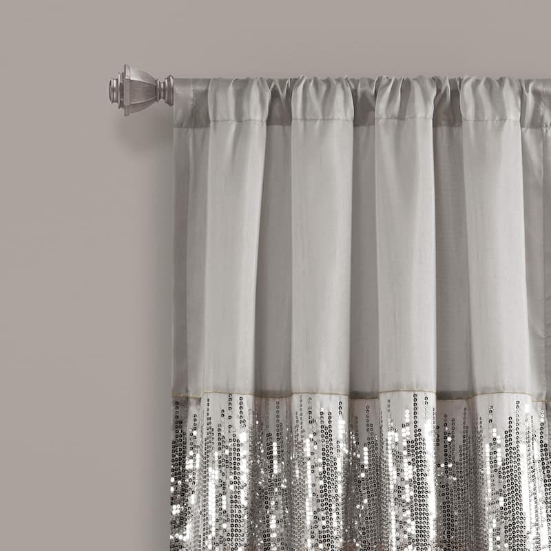 Silver Orchid Page Two-tone Faux Silk Glamorous Sequins Sparkle Single Curtain Panel