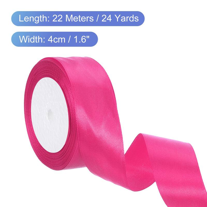 24 Yards Satin Ribbon Polyester for Gift Decoration - Rose Red