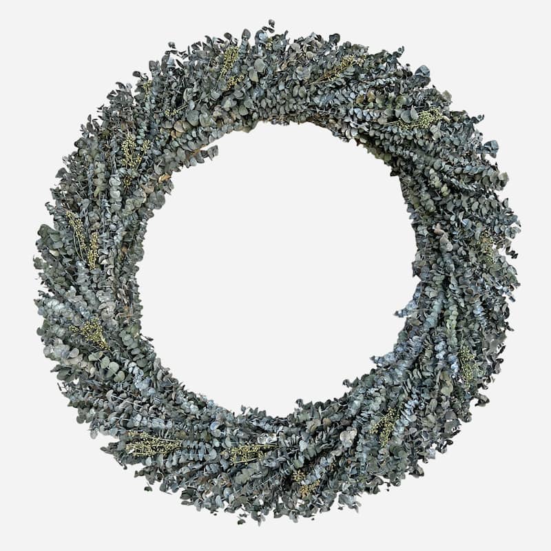 Preserved Decorative Real Dried Eucalyptus Wreath - Green