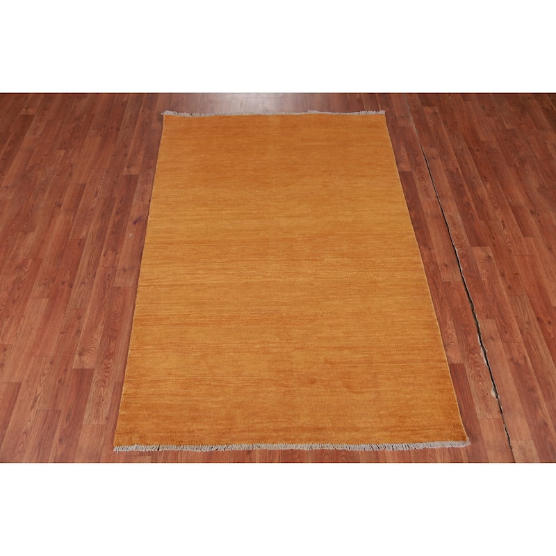 Orange Rust Gabbeh Oriental Rug Handmade Wool Carpet - 3'11" x 5'7"