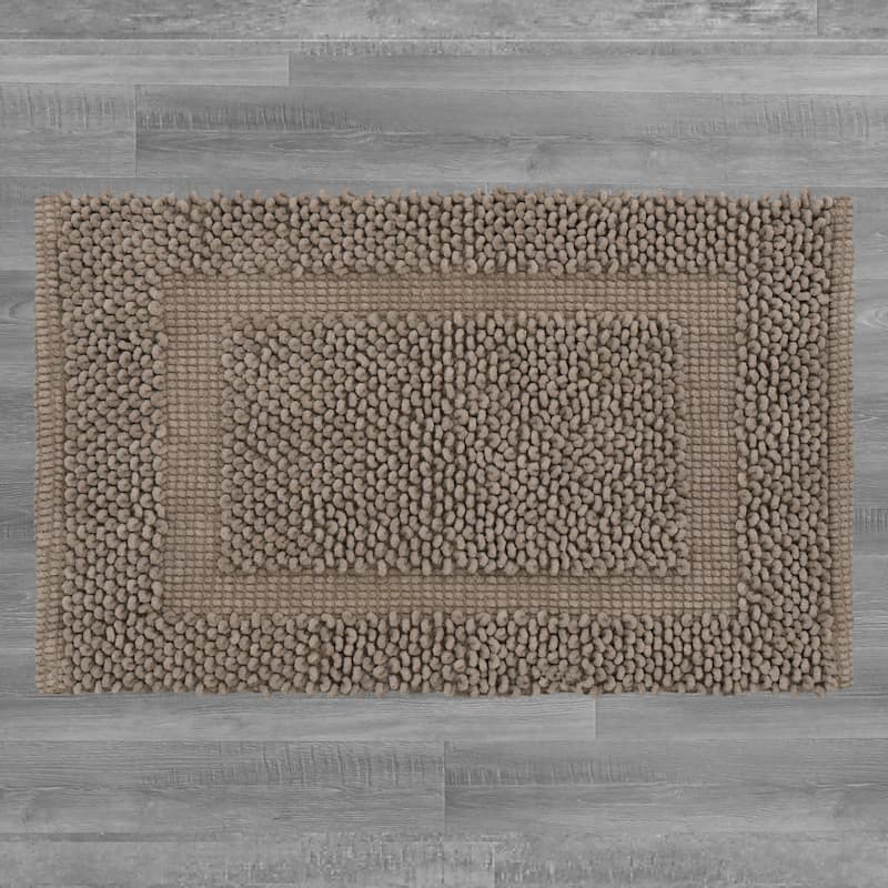 Sophie Border Ultra-plush Chenille Non-Slip Cotton Bath Mat