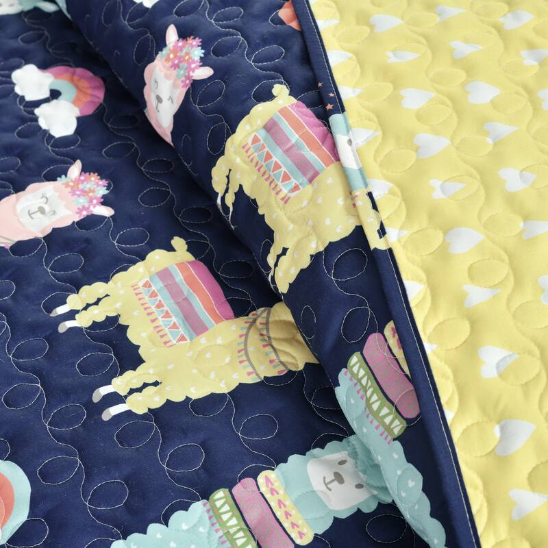 Lush Decor Southwest Llama Cactus Reversible Print Quilt Set