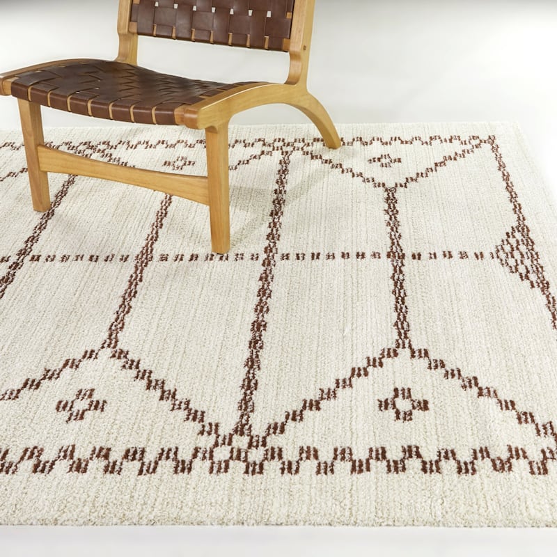 Nicola Geometric Trellis Area Rug - 5'3" x 7' - Burnt Orange - Rectangle