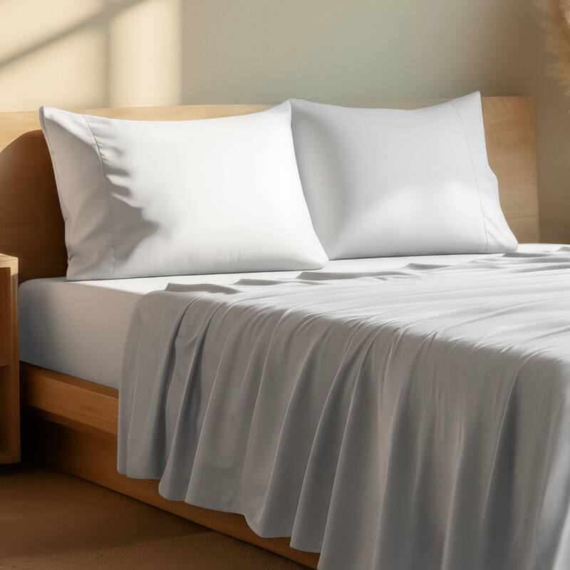 Bare Home Microfiber Sheet Set with Envelope Pillowcases - Full - Cloud Grey