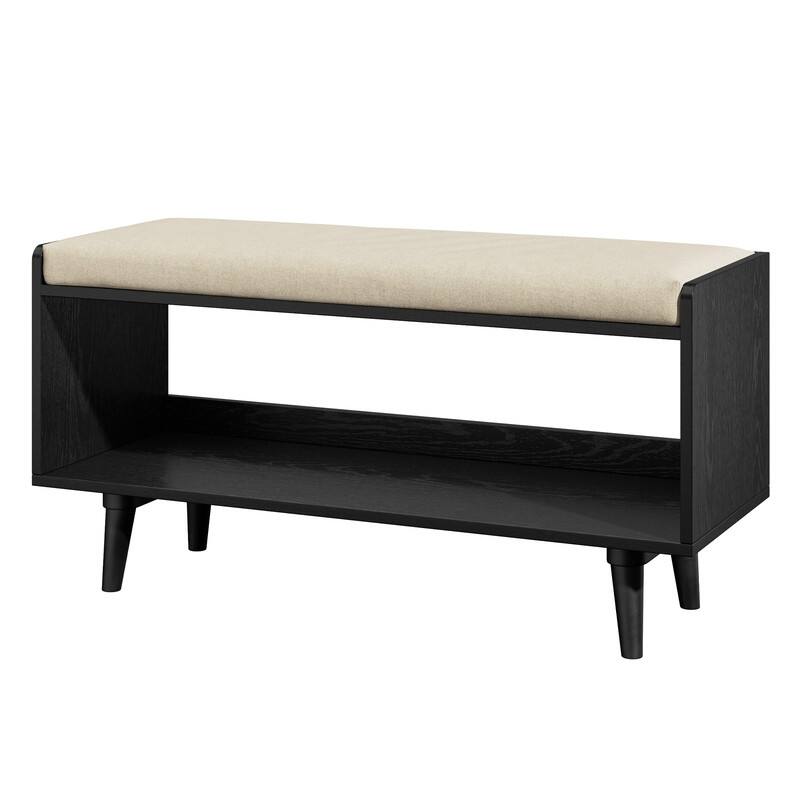 Upholstered End-of-Bed Bench with Shoe Storage – Solid Wood Frame, Anti-Slip Legs