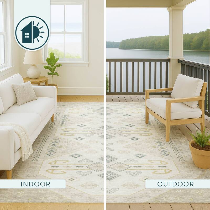 Machine Washable Indoor/ Outdoor Global Hiawatha Chantille Rug