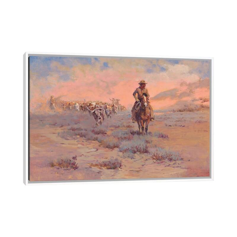 iCanvas "Long Horns" by Ernest Chiriacka Framed Canvas Print - White - 18x26