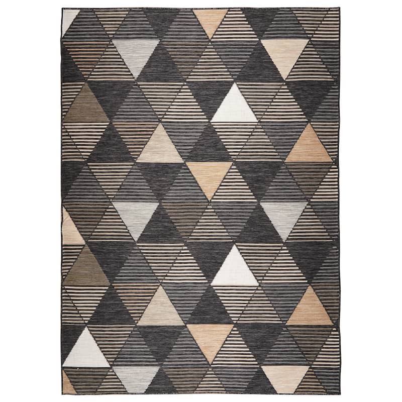 Terra by Obeetee Plaza Triangles Rug - Cream/Onyx - 5'3" x 7'3"