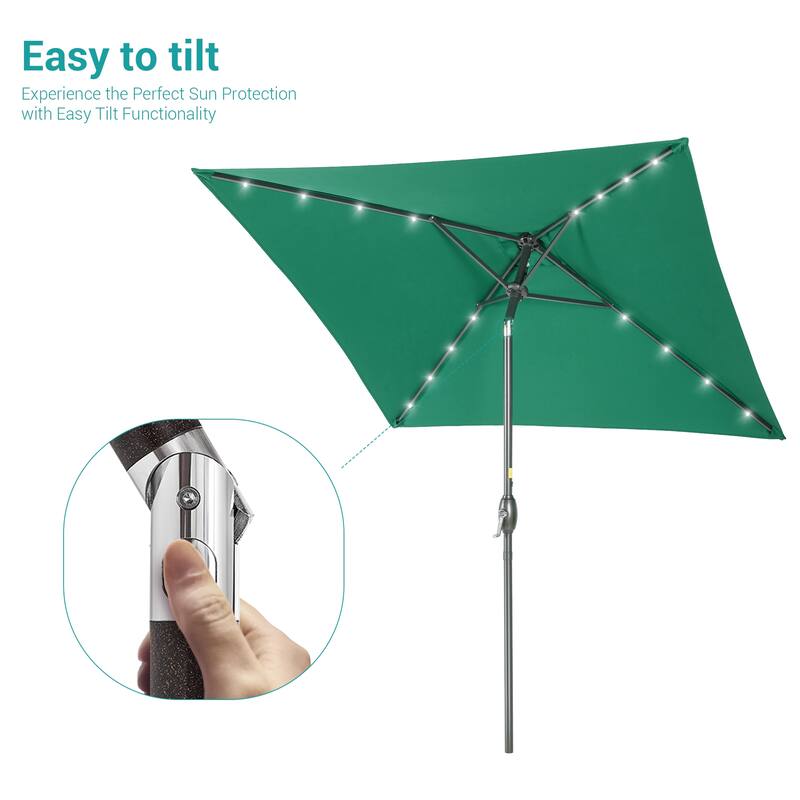 BONOSUKI 6.5x6.5Ft LED Patio Market Umbrella Weather-Resistant Frame