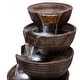 preview thumbnail 11 of 9, Alpine Corporation 34" Tall Outdoor 5-Tier Modern Bowl Cascading Waterfall Fountain with LED Lights