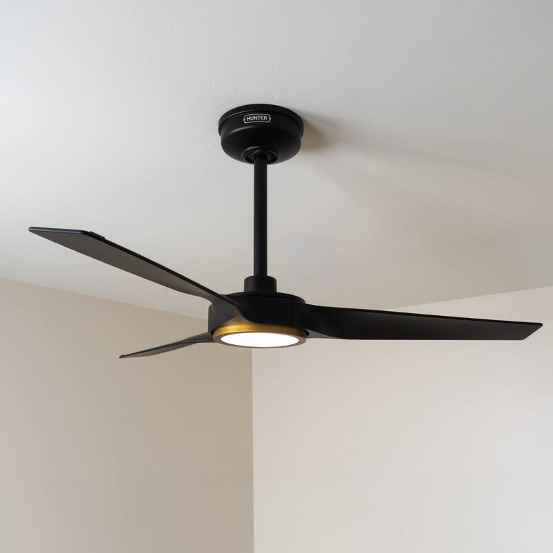 Hunter ZenTech Indoor / Outdoor 3-Blade Smart Ceiling Fan w/ LED Light and Handheld Remote - Modern & Contemporary.