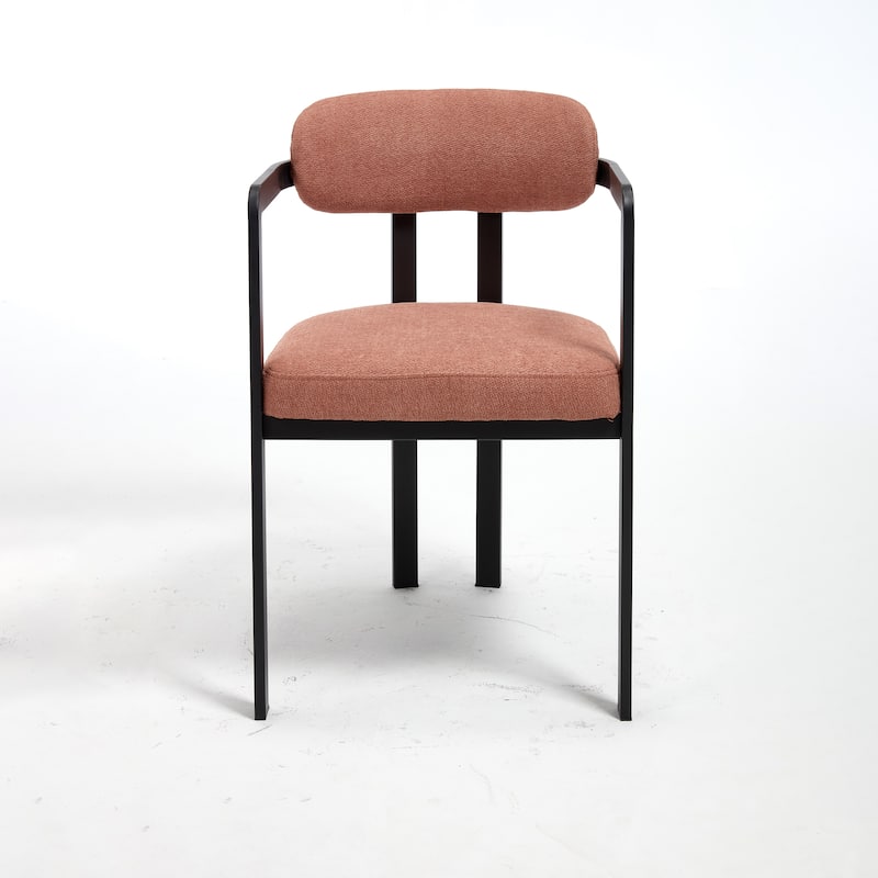 Modern Dining Room Chairs Set of 2, Mid-Century Upholstered Boucle Kitchen Dining Chairs with Black Metal Legs