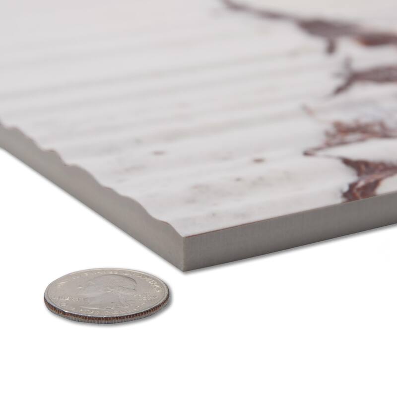 Merola Tile Touche Pleated Deco Rubis 11-3/4" x 23-1/2" Porcelain Floor and Wall Tile