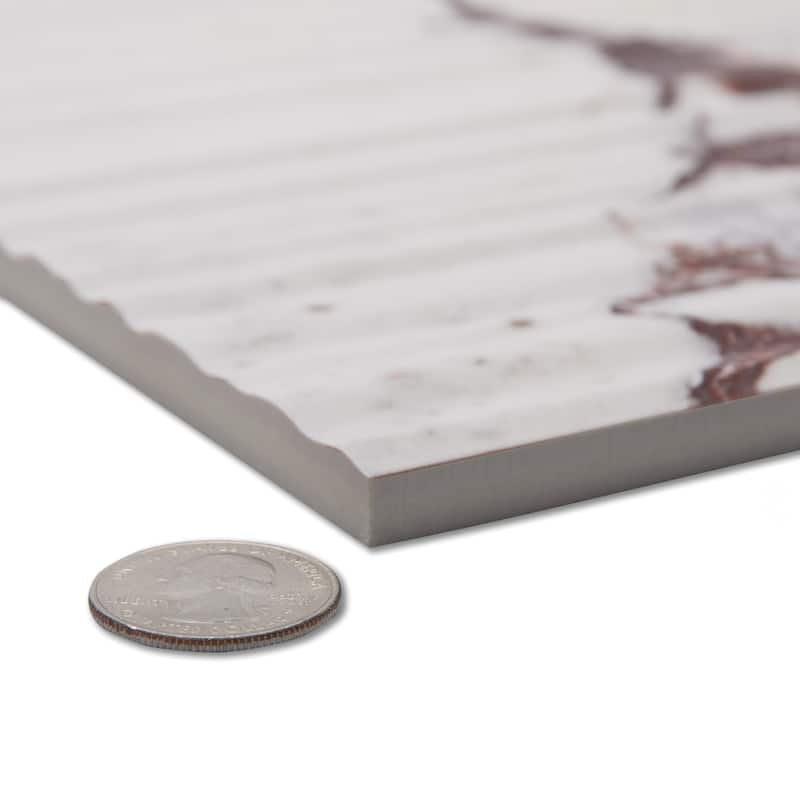 Merola Tile Touche Pleated Deco Rubis 23-1/2" x 47-1/8" Porcelain Floor and Wall Tile