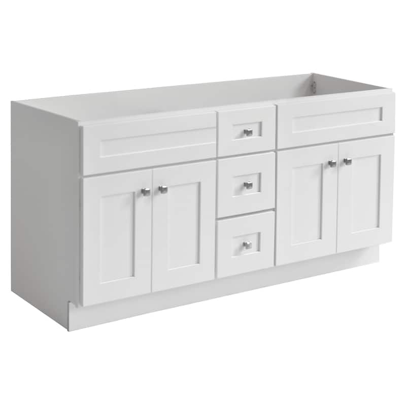 Design House 215012 Brookings 60" Double Free Standing Vanity Cabinet - White - Painted
