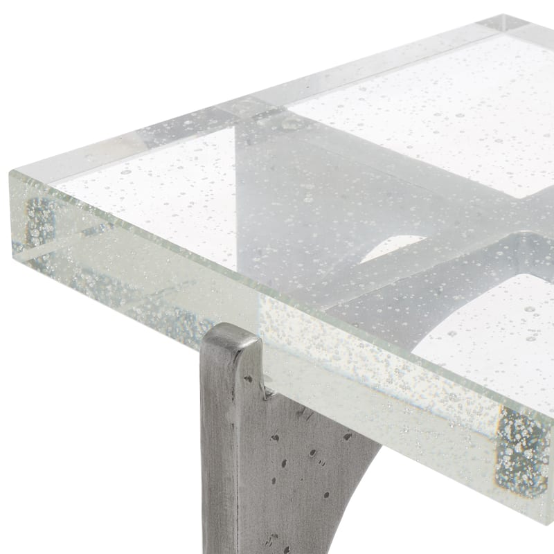 SAFAVIEH Couture Tawny Square Bubble Glass Accent Table - 13 IN W x 13 IN D x 25 IN H