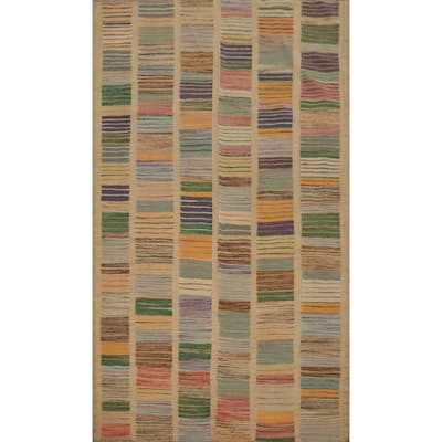 Hand Woven Oriental 100% Wool Carpet Southwestern Modern Multi-Colored Kilim Area Rug - 5' 11'' X 4' 1''