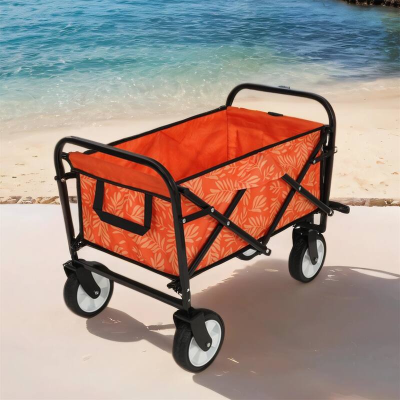 Colorful Foldable Wagon w/ Straps - 225lb Capacity for Beach & Camping